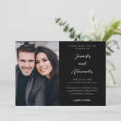 Invitation Photo latérale Mod El Calligraphy Mariage Noir (Debout devant)