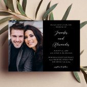 Invitation Photo latérale Mod El Calligraphy Mariage Noir