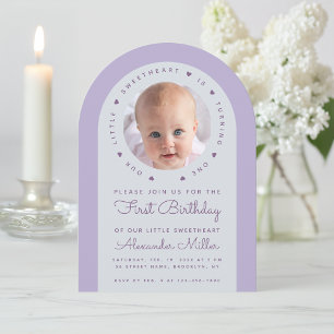 Invitation Photo Lavender Arch Notre Petit Anniversaire Amour