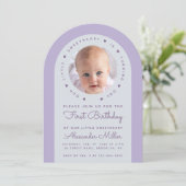 Invitation Photo Lavender Arch Notre Petit Anniversaire Amour (Debout devant)