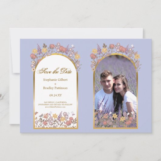 Invitation Photo Lavender Gold Elegant Wedding Enregistrer La (Devant)