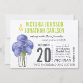 Invitation Photo Lavender Lime Hydrangea Mason Jar Mariage (Devant)