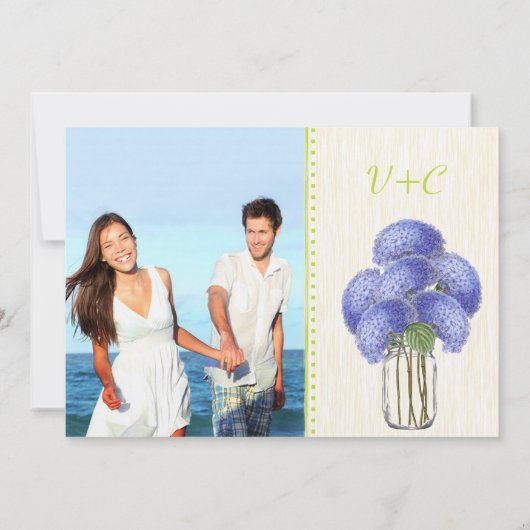 Invitation Photo Lavender Lime Hydrangea Mason Jar Mariage (Dos)