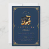 Invitation Photo Law School Graduation Moderne Marine Blue Go (Devant)