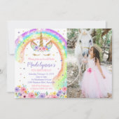 Invitation Photo Licorne Arc-en-Ciel Photo Arc-en- (Devant)