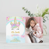 Invitation photo licorne florale (Debout devant)