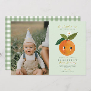 Invitation Photo Little Cutie devient un anniversaire orange