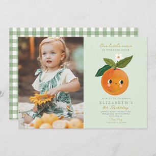 Invitation Photo Little Cutie devient un anniversaire orange