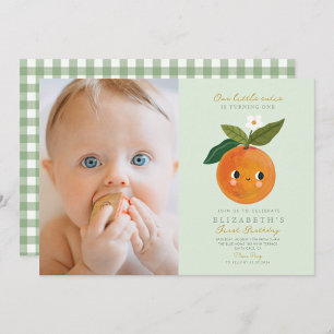Invitation Photo Little Cutie devient un anniversaire orange