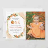 Invitation Photo Little Cutie Orange 1er anniversaire (Devant)