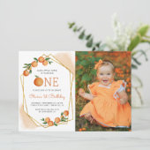 Invitation Photo Little Cutie Orange 1er anniversaire (Debout devant)