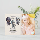 Invitation Photo Little Ninja Anniversaire de enfant guerrier (Debout devant)