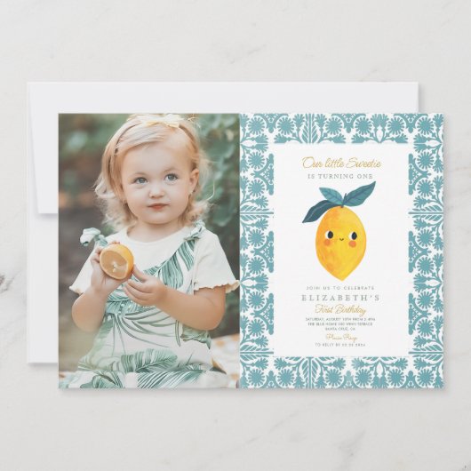 Invitation Photo Little Sweetie Lemon 1er anniversaire (Devant)