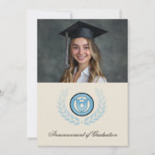 Invitation Photo Logo Annonces d'obtention du diplôme du coll (Devant)