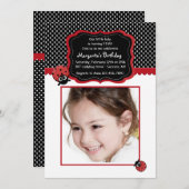 Invitation photo Lucky Ladybug (Devant / Derrière)