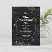 Invitation Photo Lune Croissante Céleste Mariage Or (Debout devant)