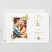 Invitation Photo Luxury Fake Golden Modern Botanical Frame (Devant)