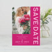 Invitation Photo Magenta moderne et audacieuse Enregistrer la (Debout devant)