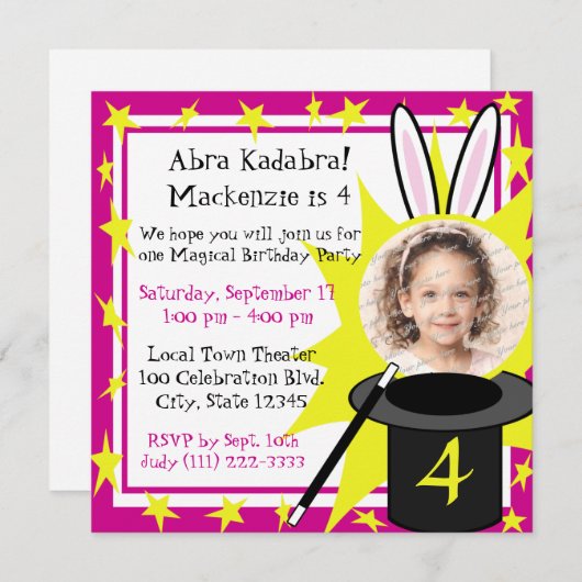 Invitation Photo Magic Me (Devant / Derrière)
