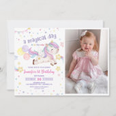 Invitation Photo Magic Rainbow Unicorn 1er Anniversaire (Devant)