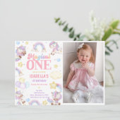 Invitation Photo Magical One Rainbow Unicorn 1er anniversaire (Debout devant)