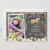 Invitation Photo Magnolia Floral Parties scintillant Cheval A (Devant)