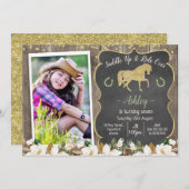 Invitation Photo Magnolia Floral Parties scintillant Horse An (Devant / Derrière)