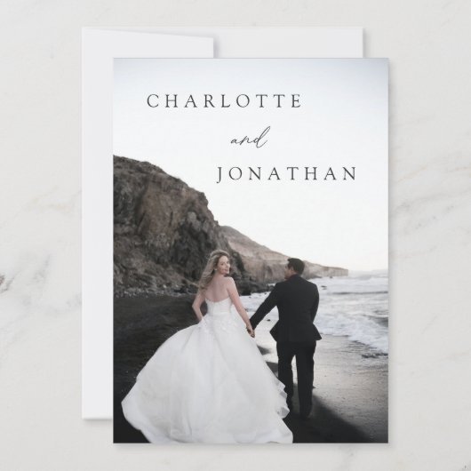 Invitation Photo manuscrite moderne élégante Mariage classiqu (Dos)