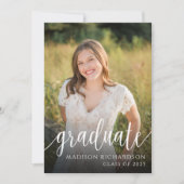 Invitation Photo manuscrite Partie de graduation de script (Devant)
