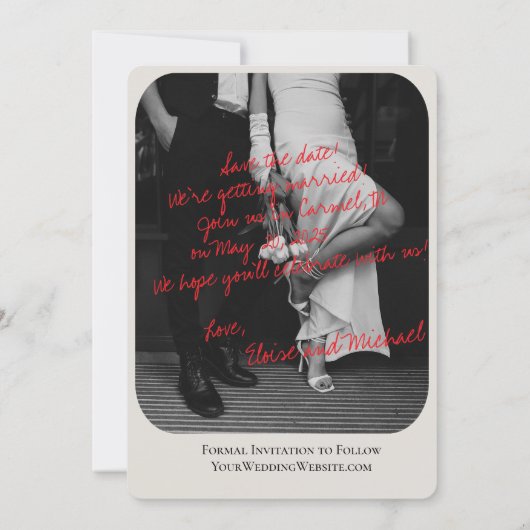 Invitation Photo manuscrite romantique moderne Enregistrer la (Dos)