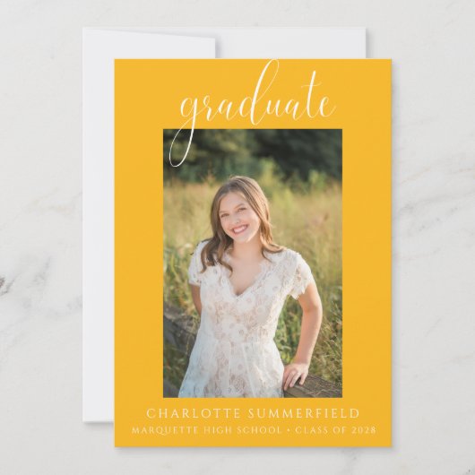 Invitation Photo manuscrite Script Gold Graduation (Devant)