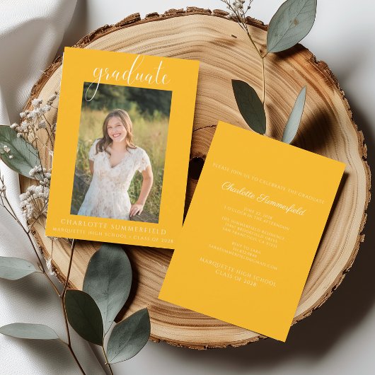 Invitation Photo manuscrite Script Gold Graduation