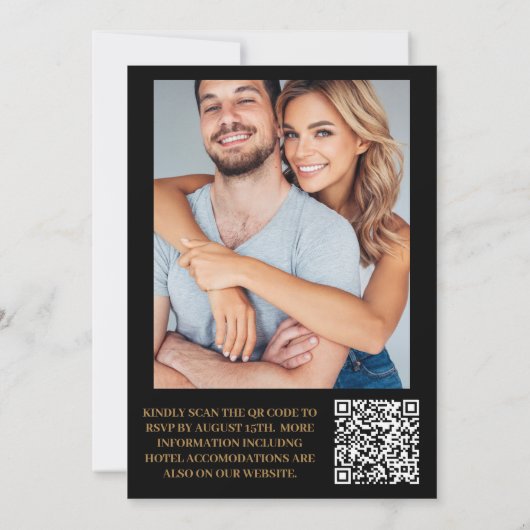 Invitation Photo Mariage Art déco géométrique (Dos)