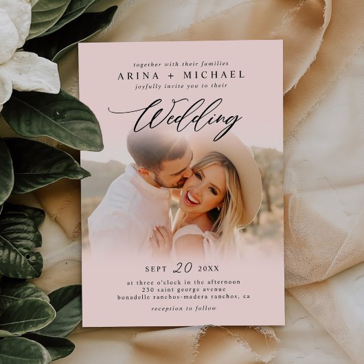 Invitation Photo Mariage Boho Design Moderne