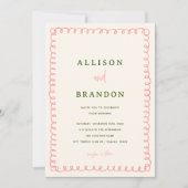 Invitation Photo Mariage couleur rose et verte tirée à la mai (Devant)