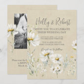 Invitation Photo Mariage Daisy Code QR (Devant / Derrière)