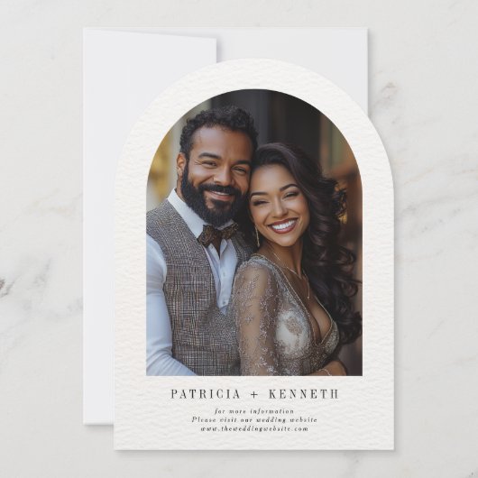 Invitation Photo Mariage d'arc texturé noir et blanc moderne (Dos)