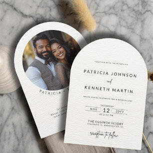 Invitation Photo Mariage d'arc texturé noir et blanc moderne