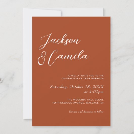 Invitation Photo Mariage de automne en terre cuite (Devant)