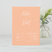 Invitation Photo Mariage de la pêche moderne Boho QR Code RSV (Debout devant)