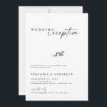 Invitation photo Mariage de la réception d'aménage<br><div class="desc">L'élégance et la simplicité caractérisent cette invitation d'accueil moderne et minimaliste.  Un script de calligraphie moderne définit le design parfaitement avec votre meilleure photo juste mariée.  Customisez facilement avec des informations et des détails de choix sur l'avant et l'arrière.</div>