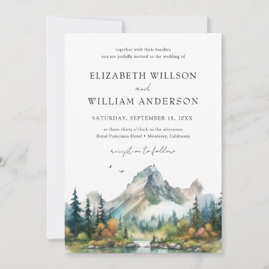 Invitation Photo Mariage de l'arbre À feuillage persistant de (Devant)