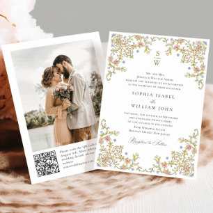 Invitation Photo Mariage de l'Ornat victorien Grace Floral Fr