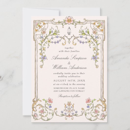 Invitation Photo Mariage de l'Ornat victorien Grace Floral Fr (Devant)