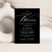 Invitation Photo Mariage de script moderne noir blanc élégant