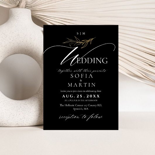 Invitation Photo Mariage de script moderne noir blanc élégant