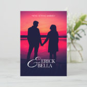 Invitation Photo mariage de shilouette romantique (Debout devant)