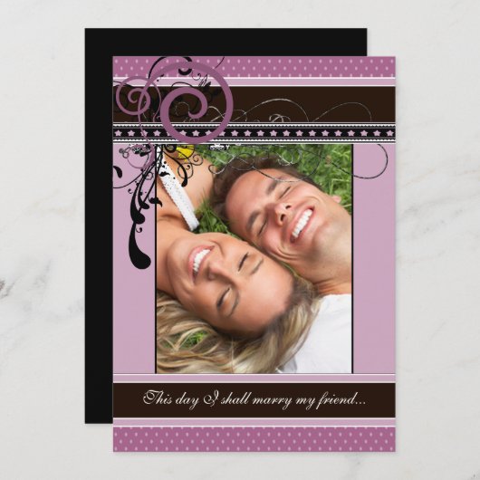 Invitation Photo Mariage des points et des torrents Lilac (Devant / Derrière)