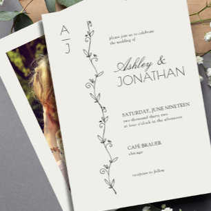 Invitation Photo Mariage du diviseur botanique moderne