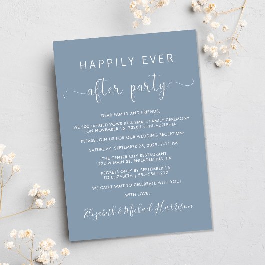 Invitation Photo Mariage Dusty Blue Réception